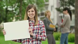 MS Female Student Showing A Billboard Stock Footage