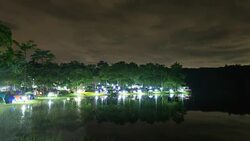 4K Timelapse: Tents tourism on lawn in night. Stock Footage