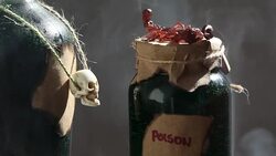 HD Video Of Pumpkin And Poison Bottle In Spooky Atmosphere Stock Footage