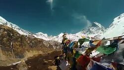 Buddhist prayers on Himalayan peaks Stock Footage
