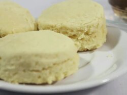 ï»¿Scones biscuit with hot tea. Stock Footage