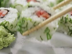 Sushi roll pieces Stock Footage