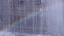 Rainbow in the fountain Stock Footage