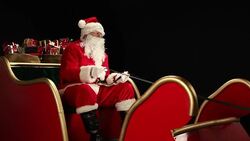 DOLLY HD: Father Christmas riding in the Sleigh Stock Footage