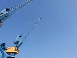 Cranes near the seaport Stock Footage