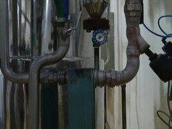 MS TU Shot of filtering pipes in brewery / Wau, Western Bahr el Ghazal, Sudan  Stock Footage