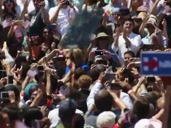 Hillary Clinton Holds Campaign Kick-Off Rally In NYC Stock Footage