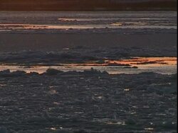 Sunrise over melting ice Stock Footage