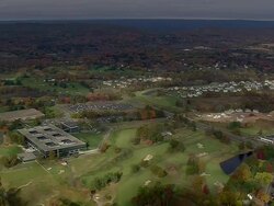 WS AERIAL ZI View of Hartford city with Heublein Tower / Connecticut, United States Stock Footage