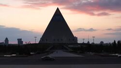 Central Asia, Kazakhstan, Astana,  Palace of Peace and Reconciliation pyramid Stock Footage