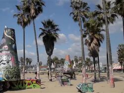 MURAL BIKE PATH AND BOARDWALK Stock Footage