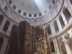 MS TD People visiting in Holy Sepulchre / Jerusalem, Israel Stock Footage