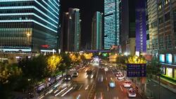Busy Street in Pudong District Shanghai Stock Footage
