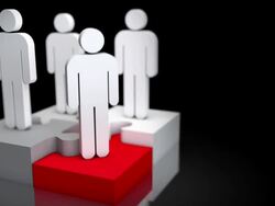 Animated People Concept Loop - Red Jigsaw Piece (Black BG) Stock Footage