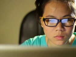 Computer user close up Stock Footage