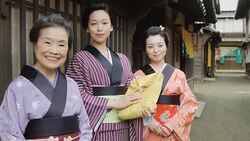Women in Historic Edo Period Dress Posing Stock Footage