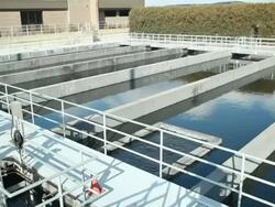 Waster Water Treatment Plant Chlorination Basins Stock Footage