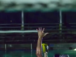 MS PAN R/F SLO MO View of waterpolo game / Riverside, California, United States Stock Footage