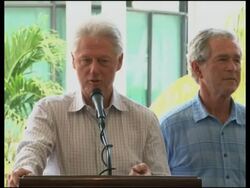 WRAP Former Presidents Clinton and Bush visit Haiti News Clip