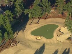 MS AERIAL View of empty pinehurst golf course / North Carolina, United States Stock Footage