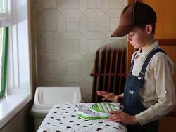 MS Boy playing with toys / Manitoba Community, Close to Santa Cruz de la Sierra, Bolivia Stock Footage