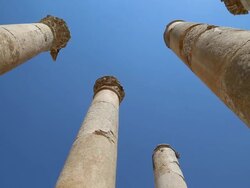Jerash, upper view of the columns of Artemis temple Stock Footage