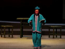 MS TS Actress performing qinqiang opera in theater, qinqiang is representative folk opera of northwest china AUDIO / xi'an, shaanxi, china Stock Footage