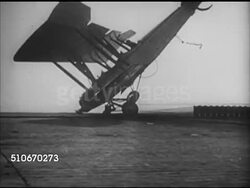 1922: US NAVY FIRST AIRCRAFT CARRIER: WS Converted collier USS Jupiter now aircraft carrier USS Langley, VS Testing landing gear to stop aircraft on flight deck, tail hooks catching & biplane flipping off deck, one landing on wing, WS Biplane taking o Instructional Video