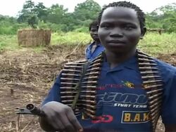Child soldier of the Lord's Resistance Army Stock Footage