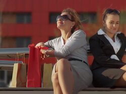 HD: Tired After Shopping Stock Footage