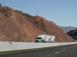 MS TS Highway  along  dam / Arizona, USA Stock Footage