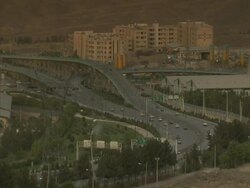 Motorway and high-rise buildings, Esfahan, Iran (sound available) Stock Footage