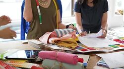 Female designer team having discussion about materials Stock Footage