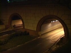 MS, HA, Brazil, Sao Paulo, Cars entering and leaving tunnels at night Stock Footage