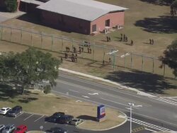 MS AERIAL Shot of Marine Corp Recruit Depot / South Carolina, United States Stock Footage