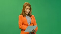 HD: Newscaster Reading A News Bulletin, 3 scenes. Stock Footage
