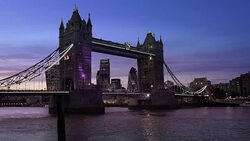 London Tower Bridge And The City At Night Stock Footage