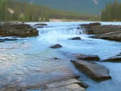 River waterfalls in the mountain park Stock Footage