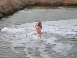 enjoying geothermal spa therapy Stock Footage