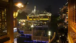Pedestrians zig-zag along the bridge at the Yuyuan Bazaar. Stock Footage