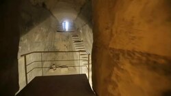 Ruins of underground Cisterns and Tunnels at Herodium (Herodion) archeological site in Judean desert, Israel/ Steady Cam Shot Stock Footage