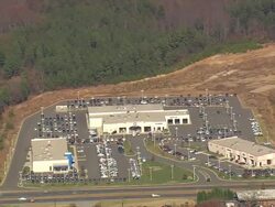 WS AERIAL View of Cleveland mall near highway / North Carolina, United States Stock Footage