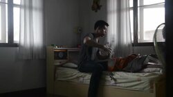 Young man traveler in the hostel Stock Footage