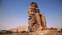 Colossi of Memnon Sculptures in Luxor Egypt Stock Footage