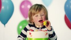 Happy boy on his birthday Stock Footage