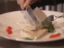 EATING A SERVED DISH Stock Footage