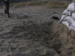 acting war hiding by baricade HD Stock Footage