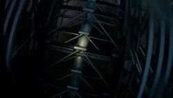 Slow Motion firefighter POV climbing ladder overlooking roof of burning building, another firefighter sprays water Stock Footage