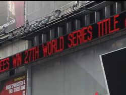 New York Yankees fans are still reveling a day after their team claimed its 27th World Series title by beating the Philadelphia Phillies in six games News Clip