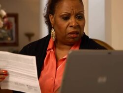 Too Many Bills with Laptop Computer -MCU Stock Footage